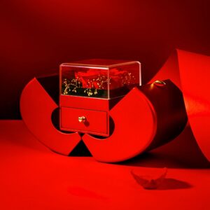 Fashion Jewelry Box Red Apple Gift Necklace Eternal Rose For Girl
