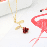 Rose Flower Necklace  Charm Necklace Ultimate Rose Flower Beauty and Beast Boho Jewelry Women's  Gift