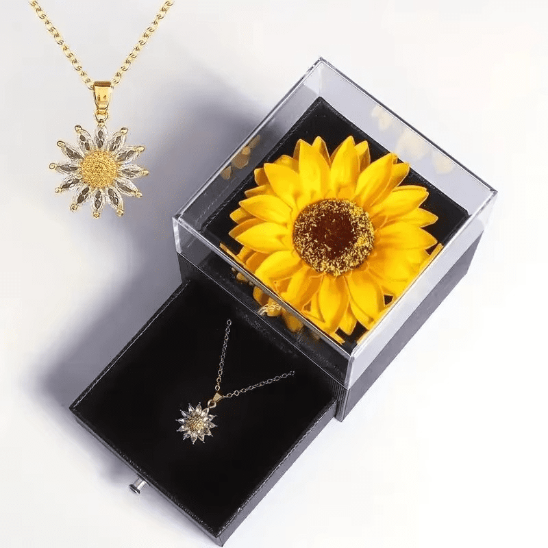 Necklace with Sunflower Gift Box For Women Girls Jewelry